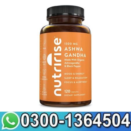 NutriRise Ashwagandha - Black Pepper - 1300 mg - 120 Capsules in Pakistan