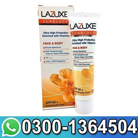 LAZUXE SPF 60+ SUNBLOCK 45ml ULTRA HIGH PROTECTION ENRICHED WITH VITAMINS